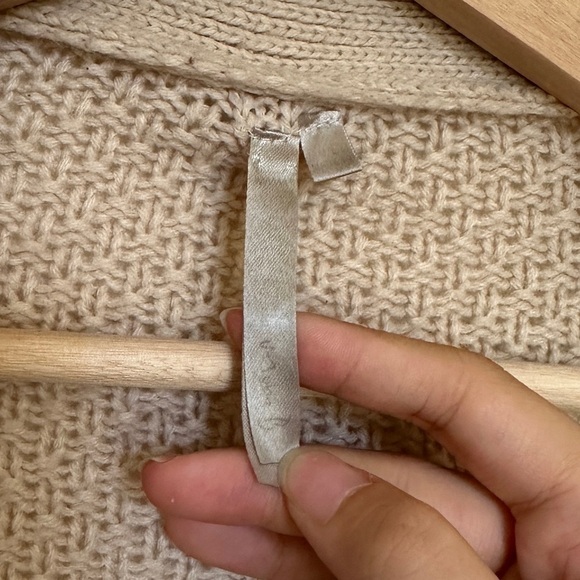 Mono B Tan Cream Beige Batwing Dolman Sleeve Cocoon Knit Pocket Cardigan Sweater - Picture 3 of 7